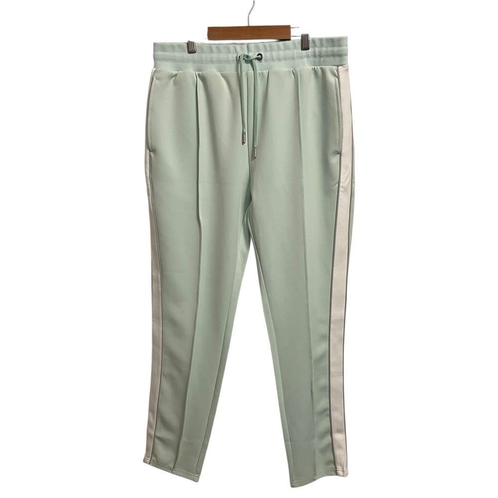 Maniere De Voir  Mint Green Pintuck Tapered Track Pants XL Side Stripe
